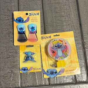 Disney Stitch Fan! LED Night Light, Bag clips and Stitch Figure